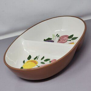 Oval Vintage Stangl Ceramic Divided Serving Dish With Floral Design